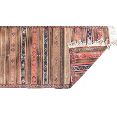 Canvello Antique Persian Shiraz Pink Kilim Rug - 4'10" x 9'11"