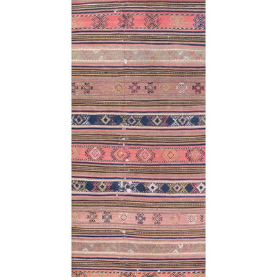 Canvello Antique Persian Shiraz Pink Kilim Rug - 4'10" x 9'11"