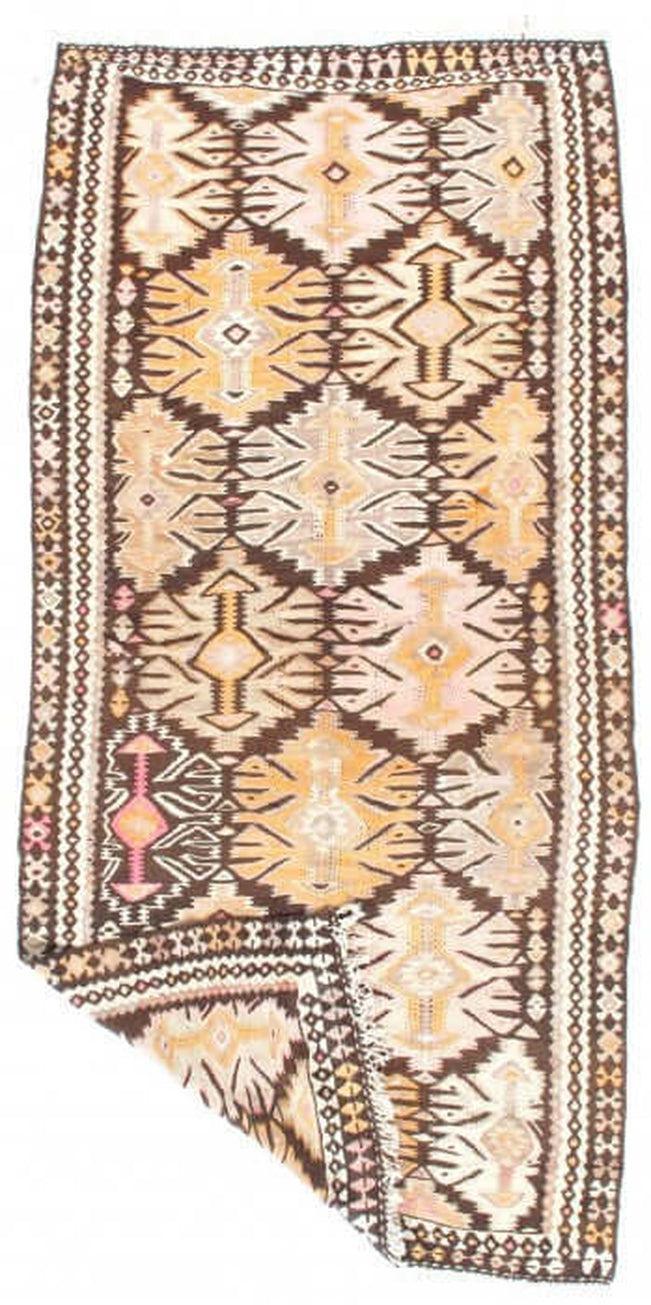 Canvello Antique Silkroad Shiraz Vintage Kilim Rug - 3'10" x 7'11" - Canvello