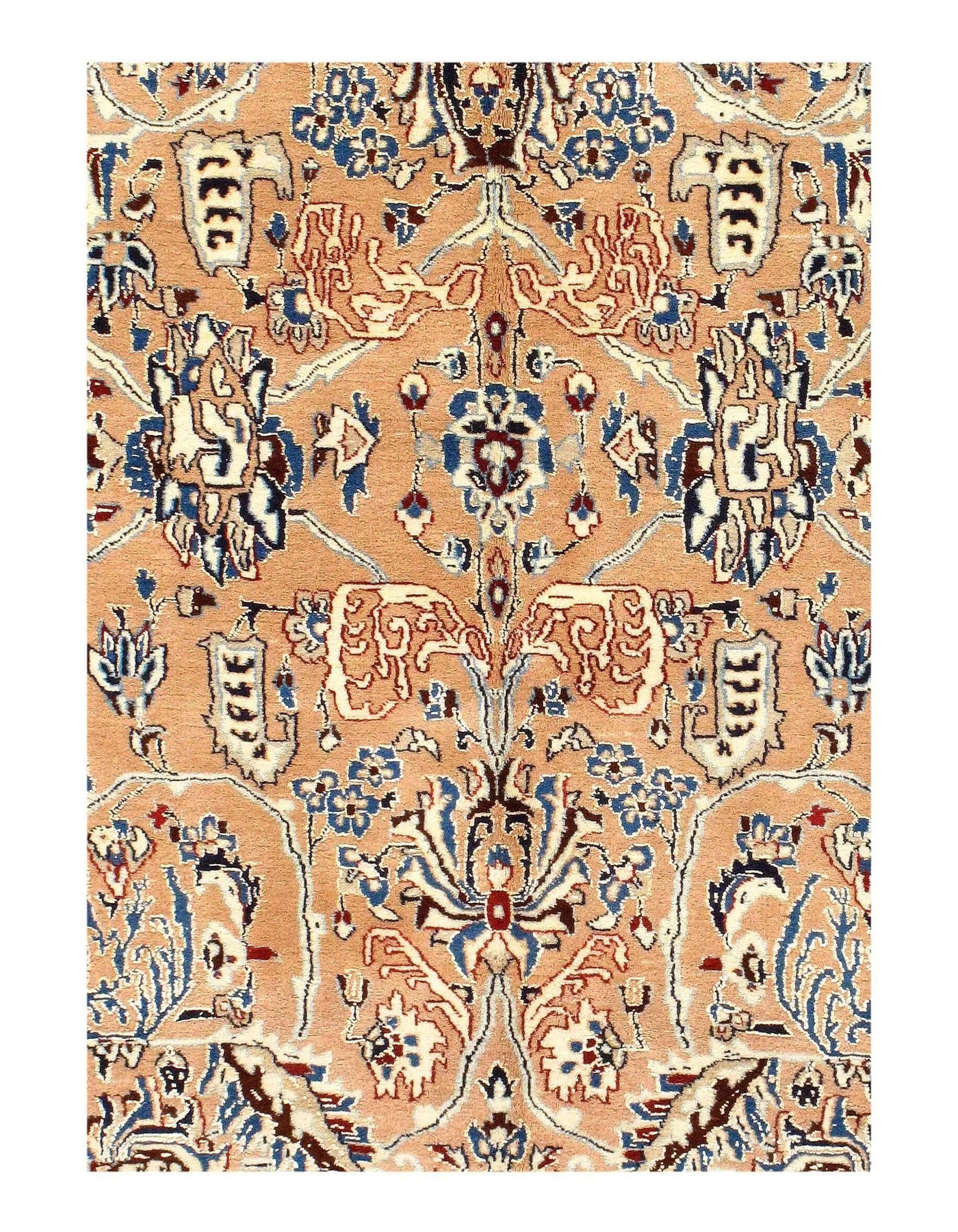 Canvello Antique Persian Silk & wool 6 LA Nain Rug - 7' X 11'4''