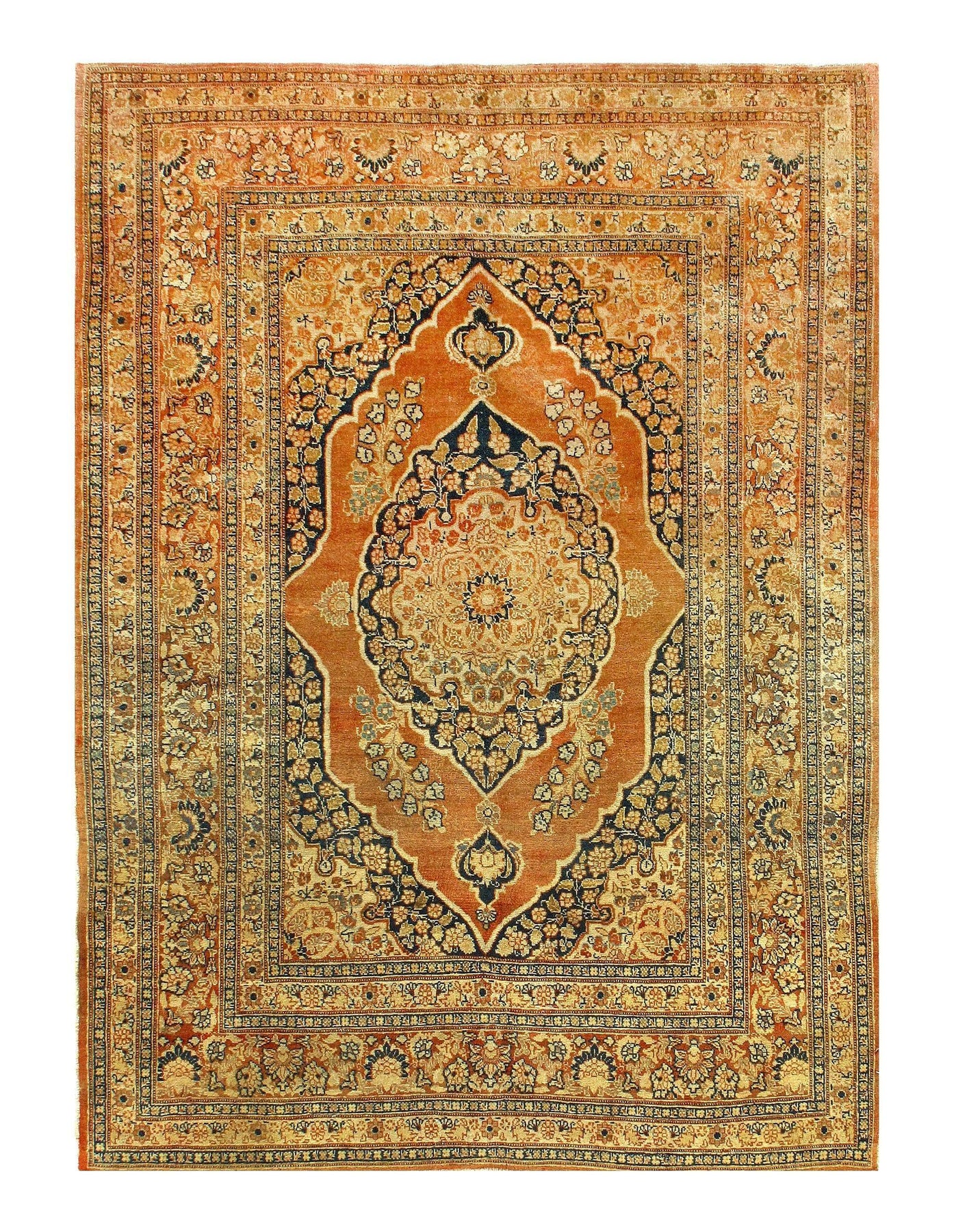 Canvello Antique Tabriz Black And Brown Rug - 4'1'' X 5'6''