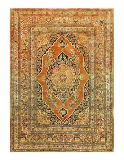 Canvello Antique Tabriz Black And Brown Rug - 4'1'' X 5'6''