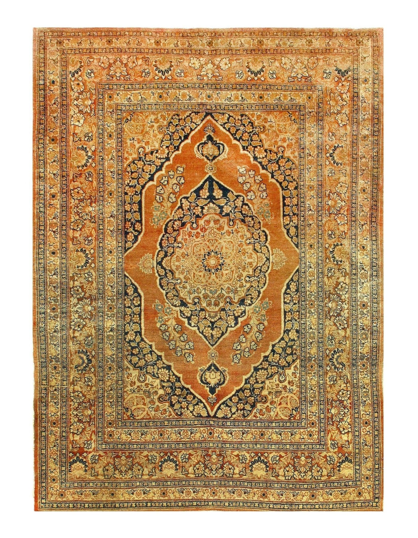 Canvello Antique Tabriz Black And Brown Rug - 4'1'' X 5'6'' - Canvello