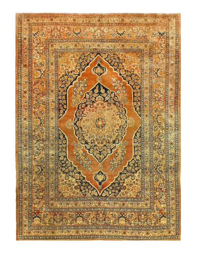 Canvello Antique Tabriz Black And Brown Rug - 4'1'' X 5'6'' - Canvello