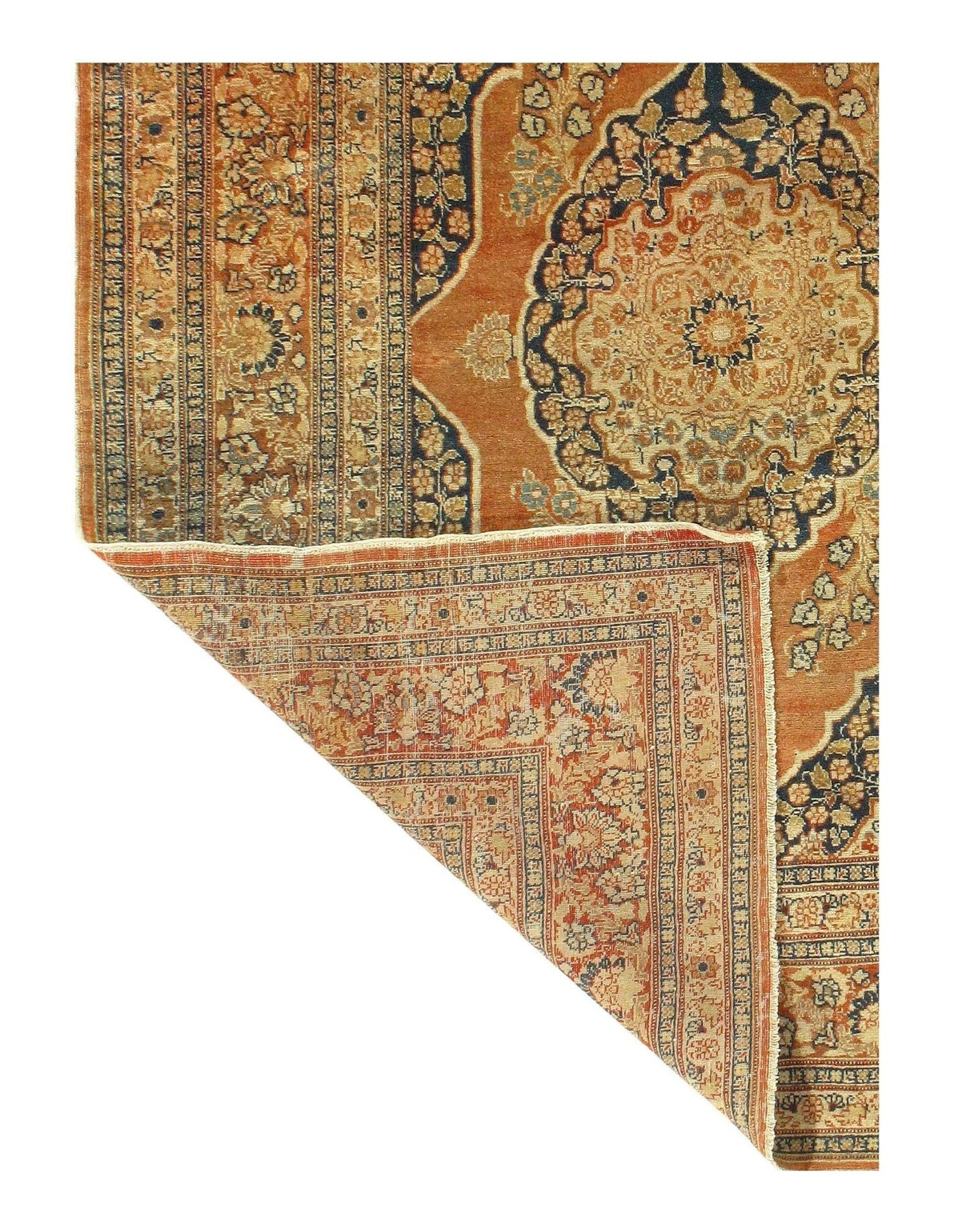 Canvello Antique Tabriz Black And Brown Rug - 4'1'' X 5'6'' - Canvello