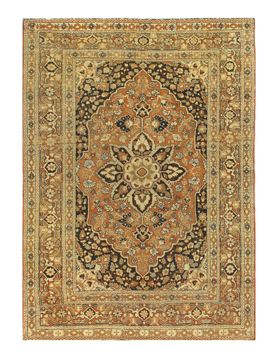 Canvello Antique Tabriz Gold And Black Rug - 3'11'' X 5'6''