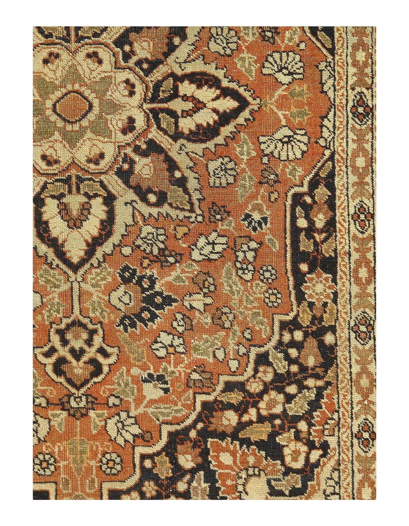 Canvello Antique Tabriz Gold And Black Rug - 3'11'' X 5'6''