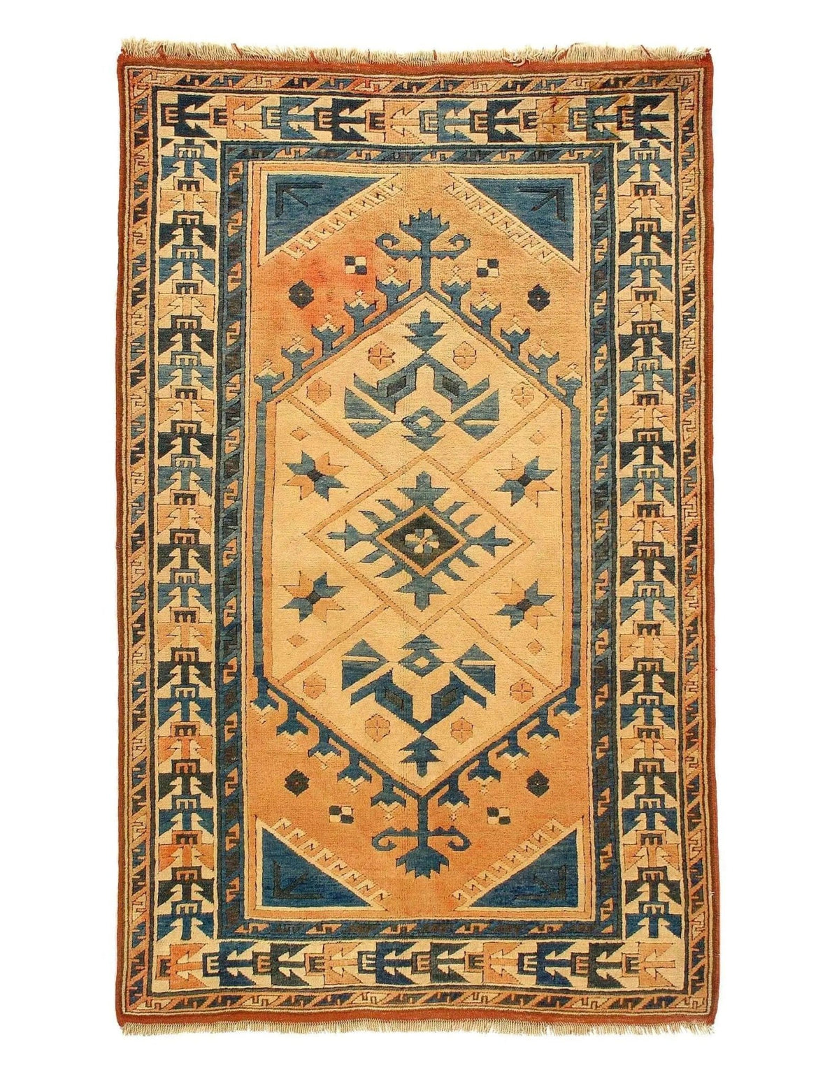 Canvello Alfombra de diseño Kazak turco antiguo - 4'6" x 7'2"