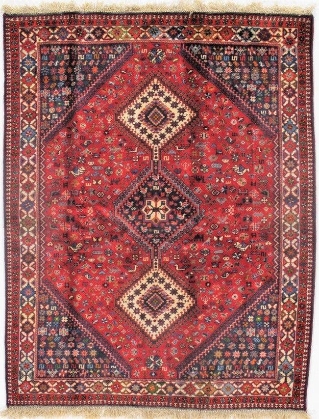 Canvello Antique Yalameh Blue And Red Rug - 5'11'' x 6'5''