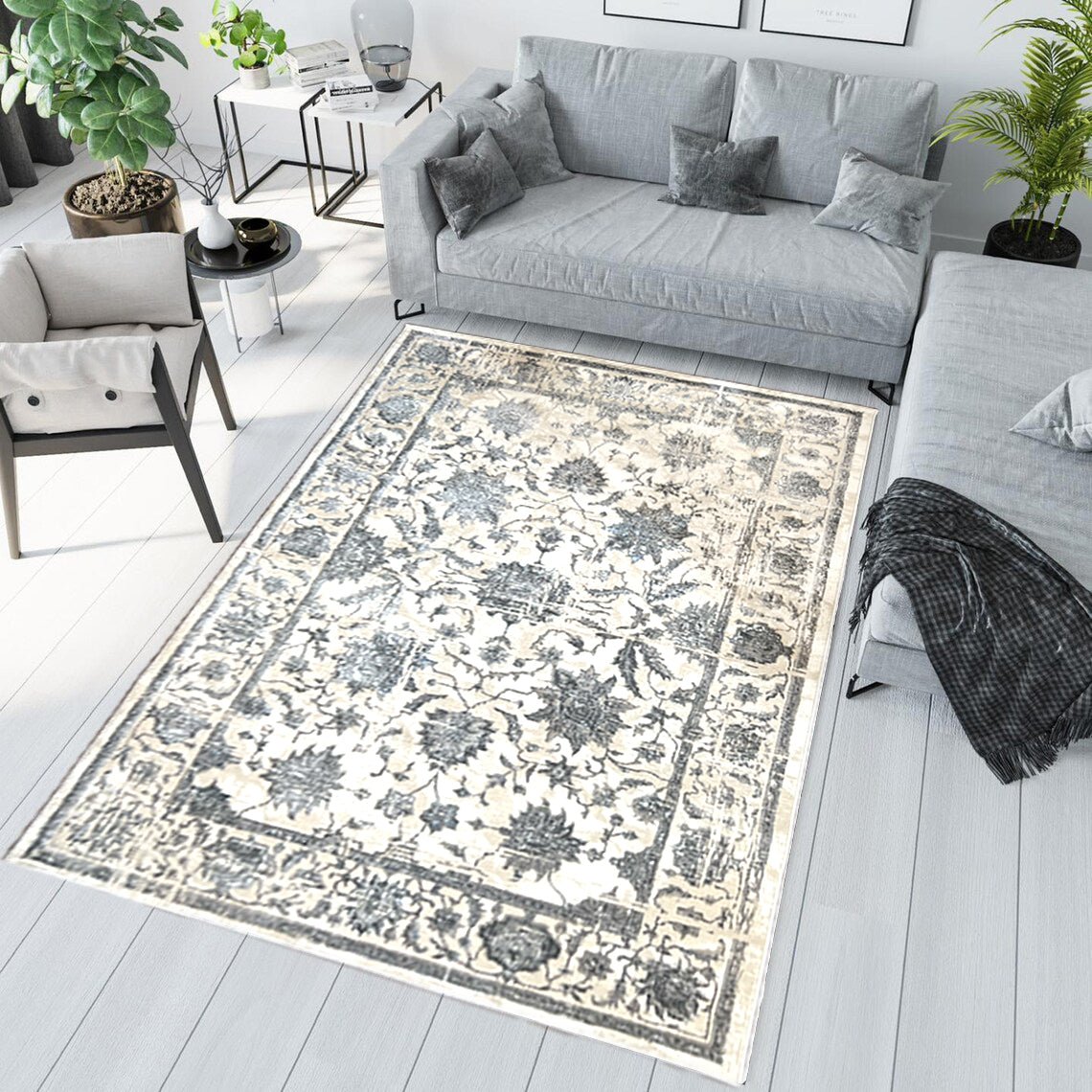 Canvello Area Rugs Premium Rugs for Living Room, Bedroom, Home Dining, Ivory, Grey, Beige - Canvello