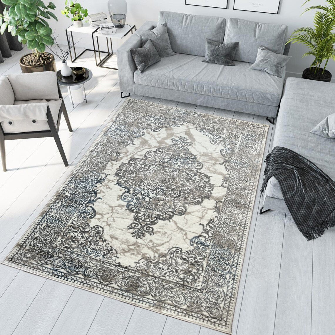 Canvello Area Rugs Premium Rugs for Living Room, Bedroom, Home Dining, Ivory, Grey, Beige - Canvello