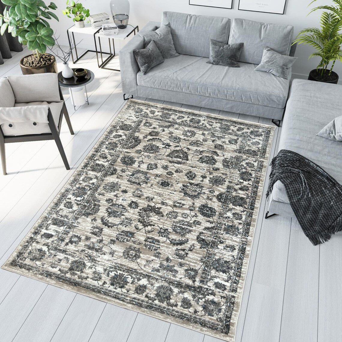 Canvello Area Rugs Premium Rugs for Living Room, Bedroom, Home Dining, Ivory, Grey, Beige - Canvello