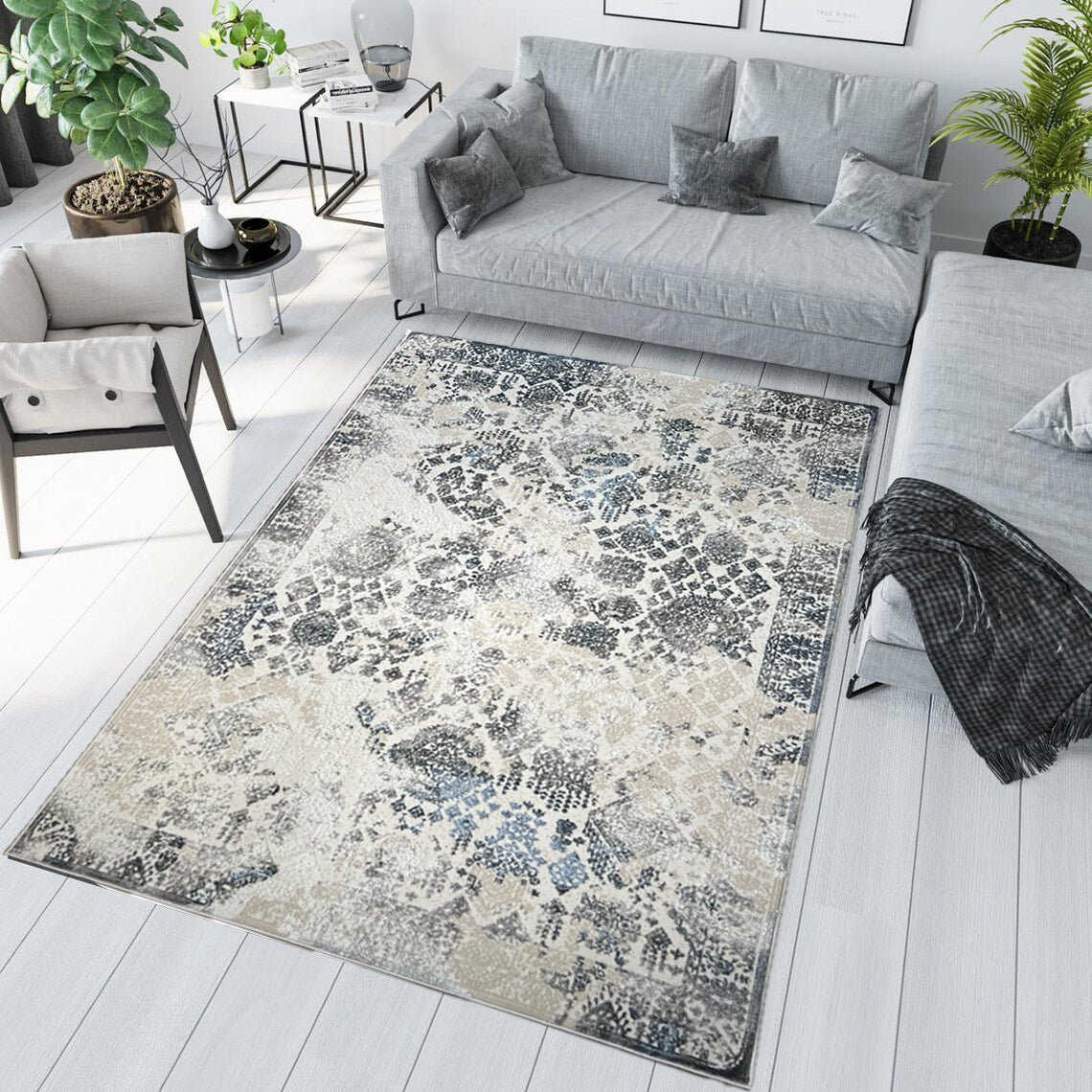 Canvello Area Rugs Premium Rugs for Living Room, Bedroom, Home Dining, Ivory, Grey, Beige, Blue - Canvello