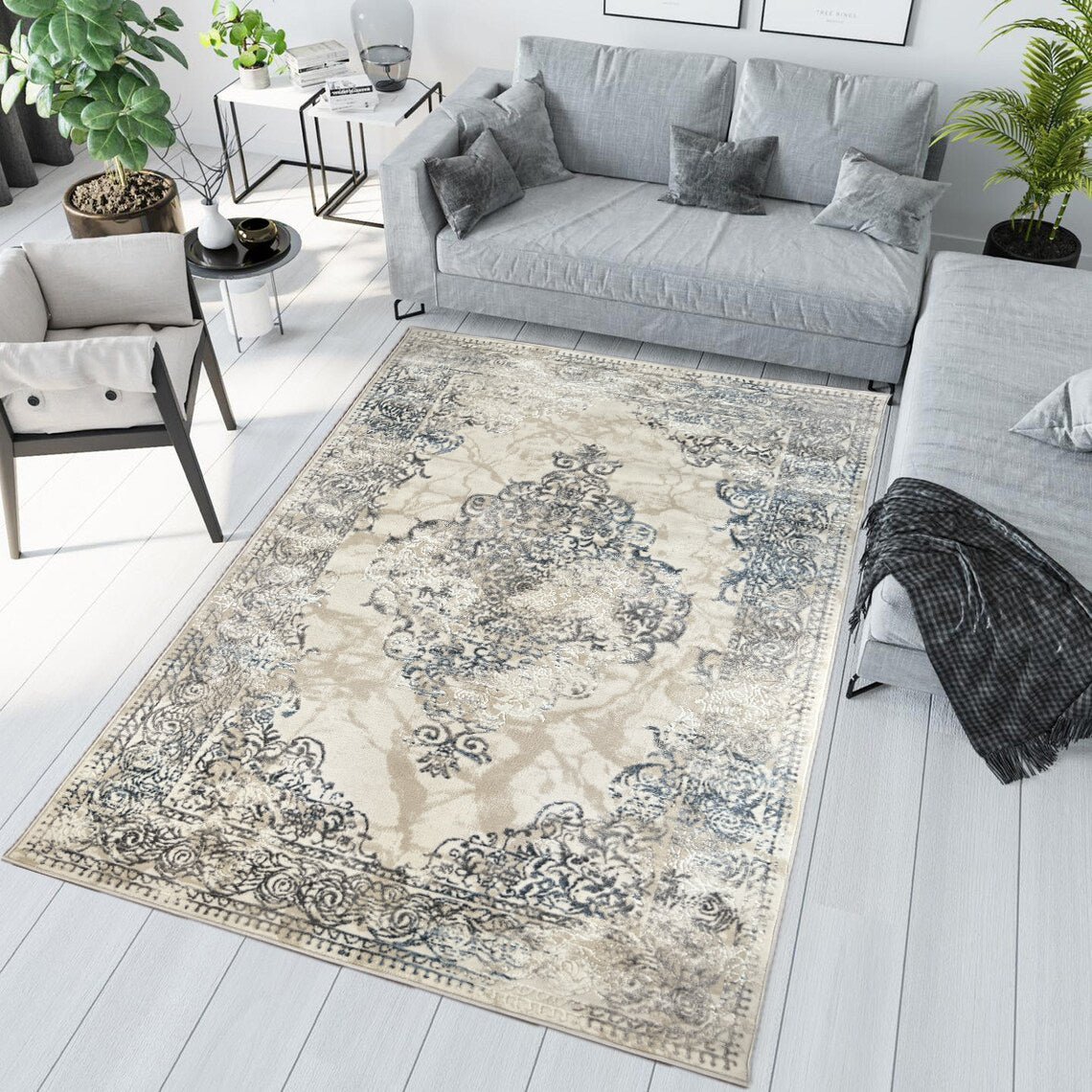 Canvello Area Rugs Premium Rugs for Living Room, Bedroom, Home Dining, Ivory, Grey, Beige, Blue - Canvello