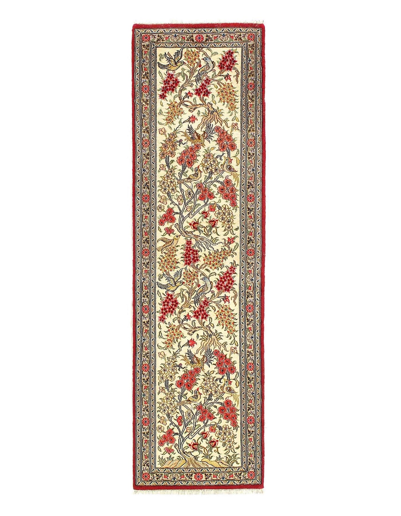 Canvello Authentic Handmade Persian Qum Runner Rug - 3'6" x 5'2"