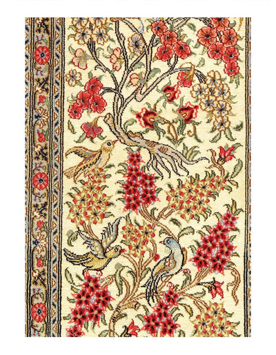 Canvello Authentic Handmade Silkroad Qum Runner Rug - 3'6" x 5'2" - Canvello