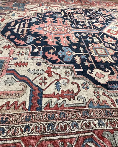 Canvello Authentic Persian Hand Knotted Antique Serapi Oversized Rug - 11'7'' X 22''