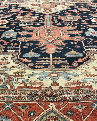 Canvello Authentic Silkroad Hand Knotted Antique Serapi Oversized Rug - 11'7'' X 22'' - Canvello