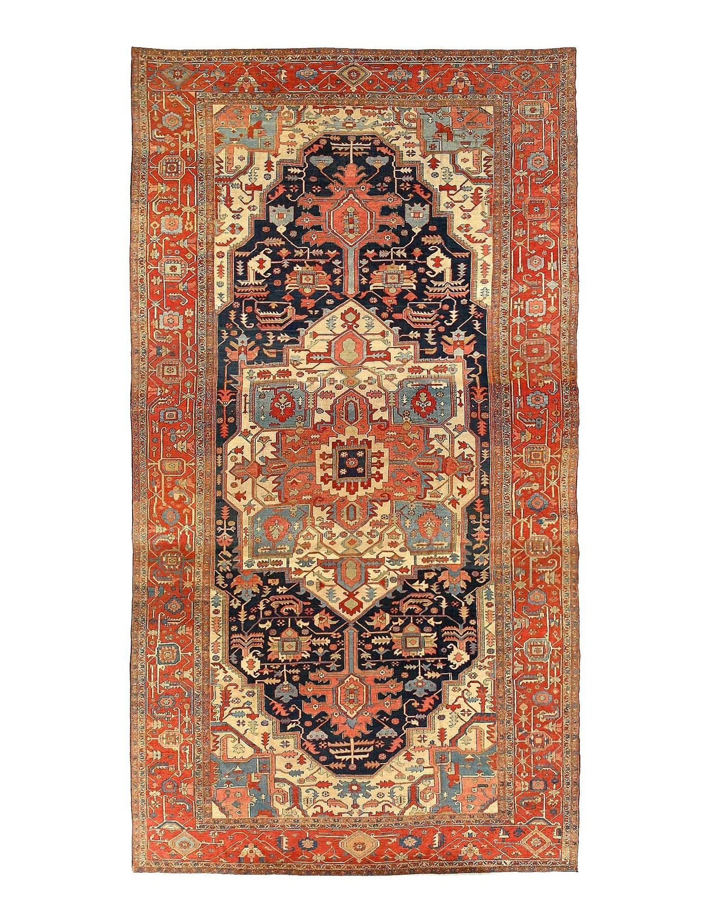 Canvello Authentic Silkroad Hand Knotted Antique Serapi Oversized Rug - 11'7'' X 22'' - Canvello