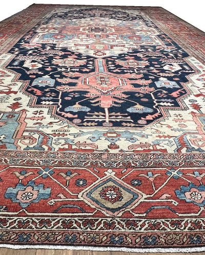 Canvello Authentic Silkroad Hand Knotted Antique Serapi Oversized Rug - 11'7'' X 22'' - Canvello