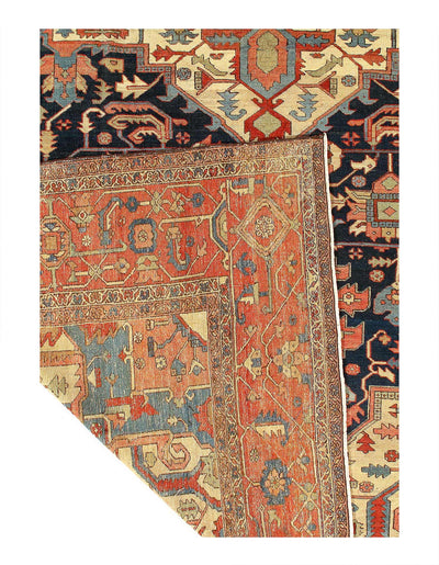 Canvello Authentic Silkroad Hand Knotted Antique Serapi Oversized Rug - 11'7'' X 22'' - Canvello