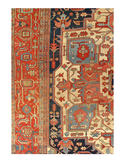 Canvello Authentic Silkroad Hand Knotted Antique Serapi Oversized Rug - 11'7'' X 22'' - Canvello