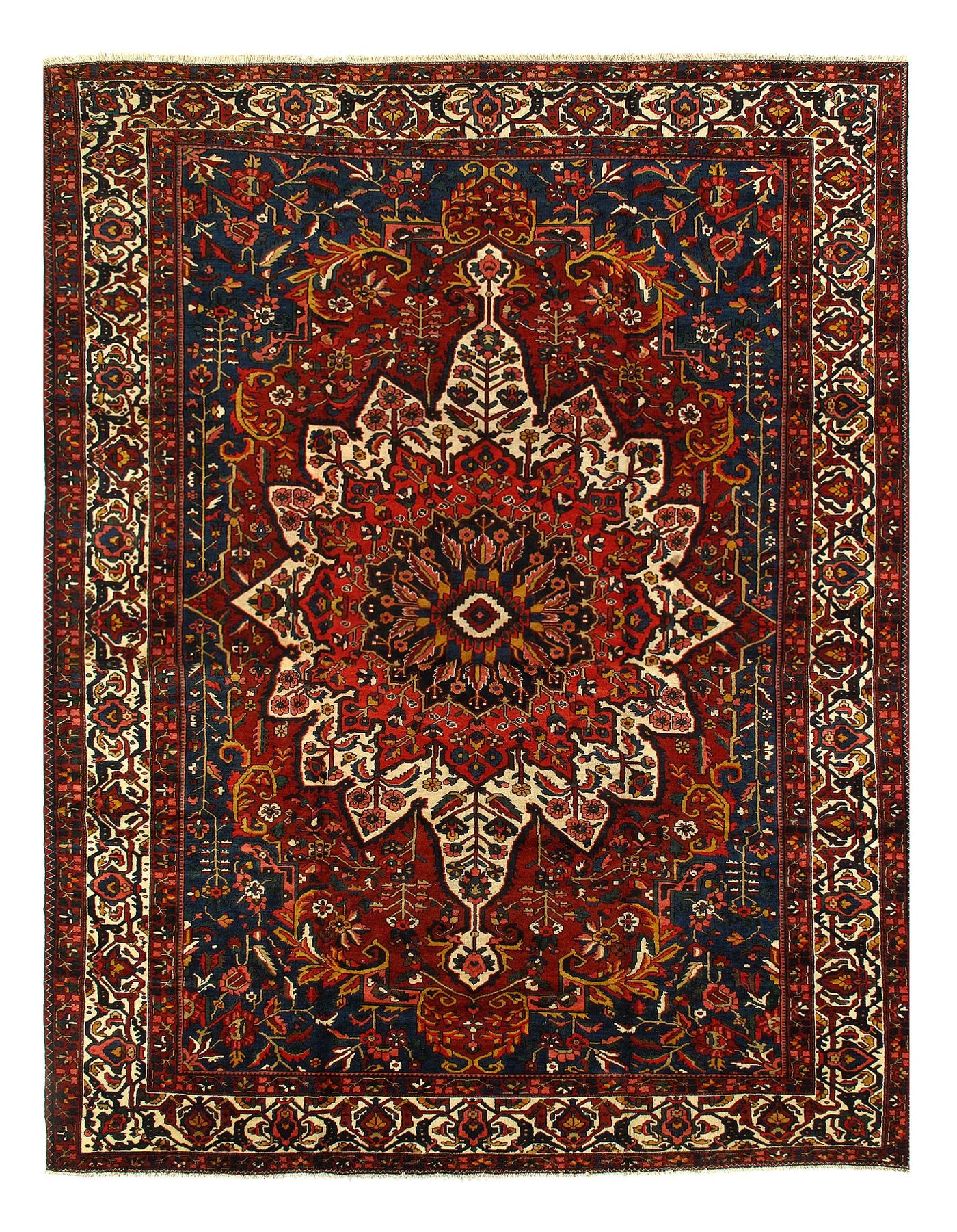 Canvello Bakhtiari Hand-Knotted Red Blue Rug - 11'3'' X 14'4''