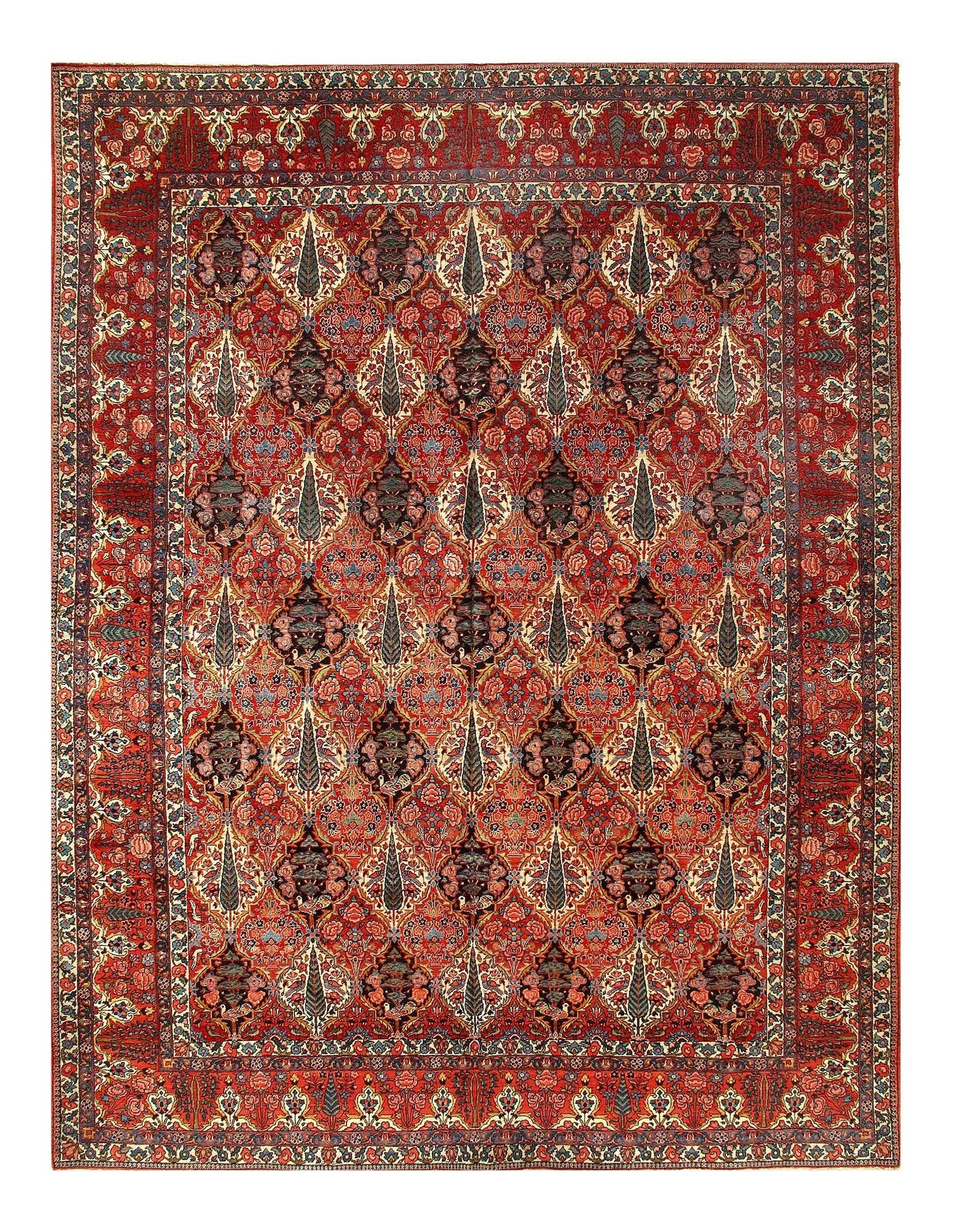 Canvello Bakhtiari Rust And Beige Rugs For Living Room - 10'3'' X 13'6''