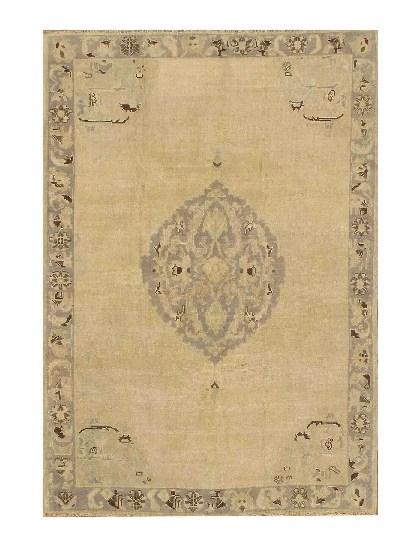 Canvello Beige Antique Oushak Rug - 5'3" X 7'7" - Canvello