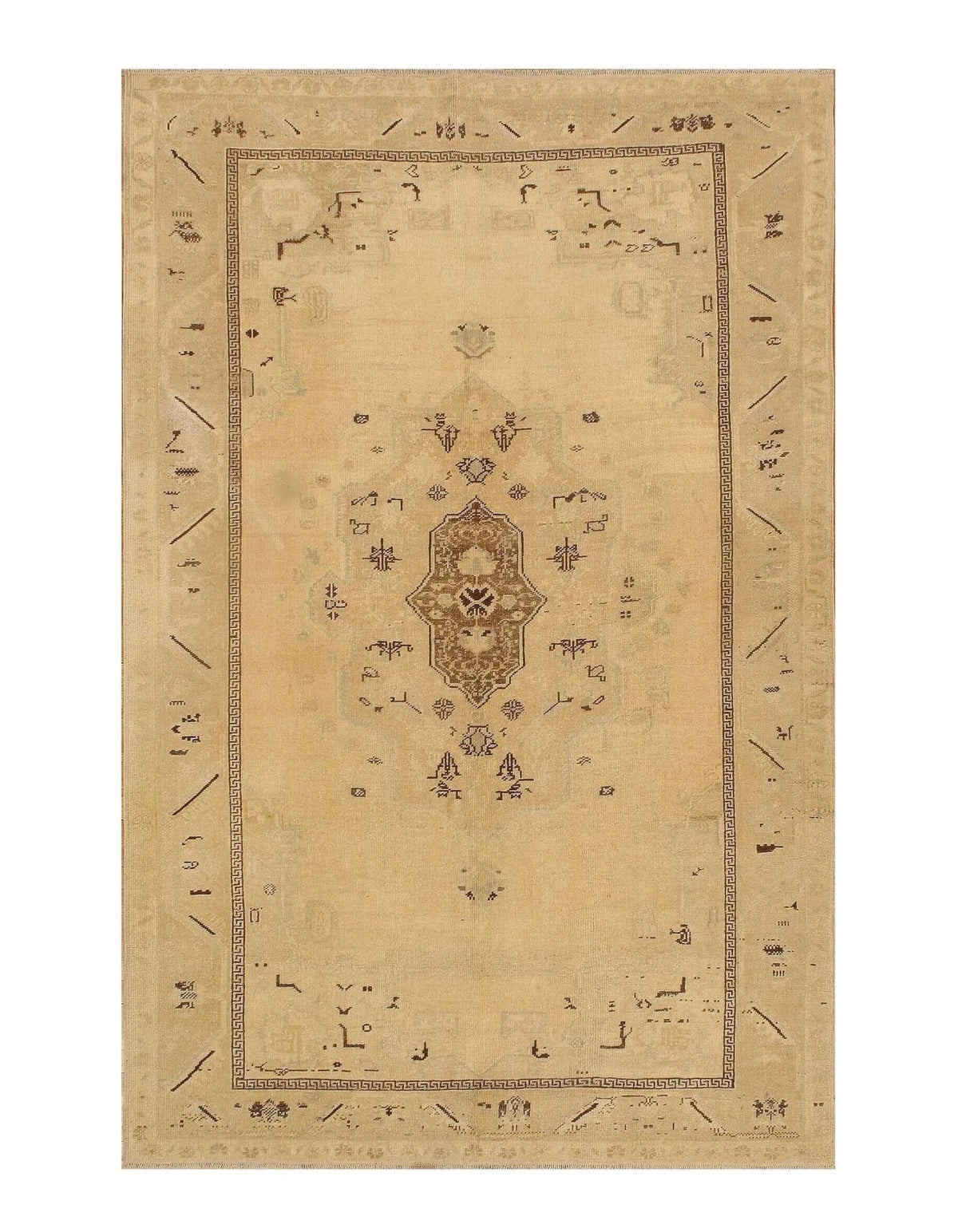 Canvello 米色古董 Oushak 地毯 - 6' X 9'