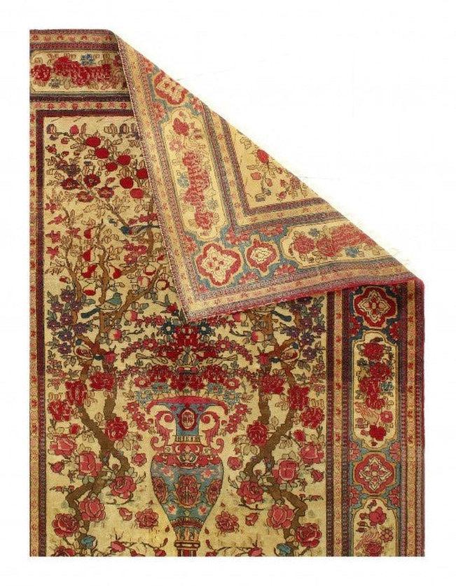 Canvello Beige Antique Persian Isfahan Rug - 4'8" x 6'6"