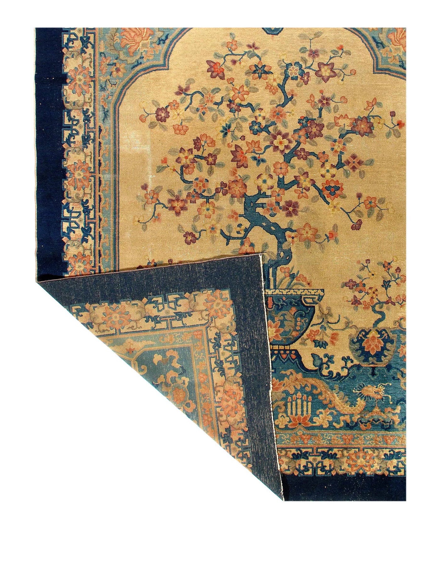 Canvello Beige Chinese Art Deco Hand Knotted Rugs - 7'11'' X 9'6''