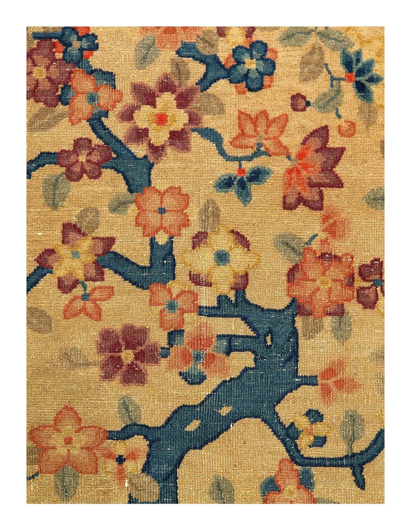 Canvello Beige Chinese Art Deco Hand Knotted Rugs - 7'11'' X 9'6'' - Canvello