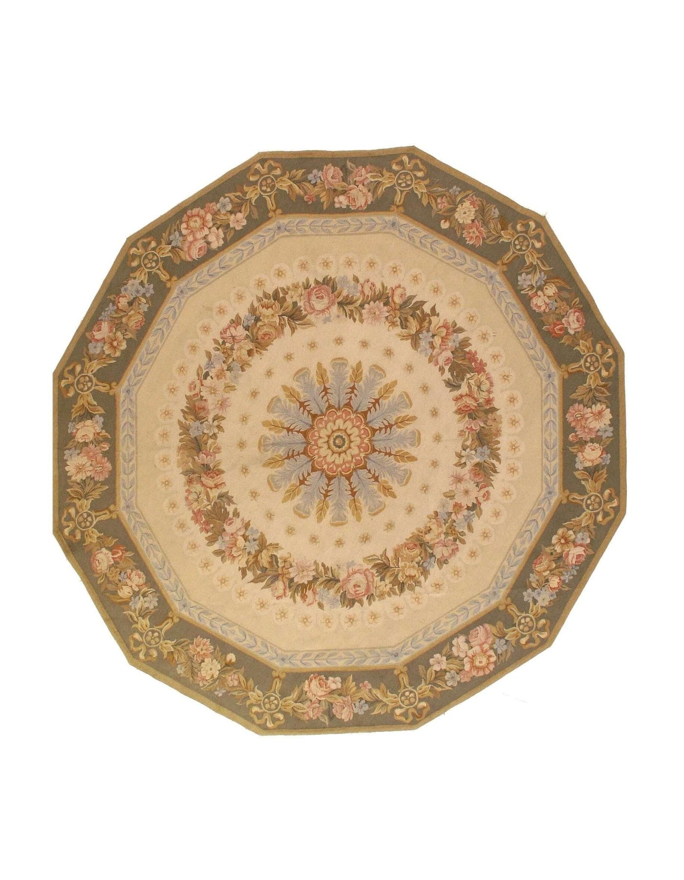 Canvello Beige Classic Aubusson Octagon Rug 8' X 8' - Canvello