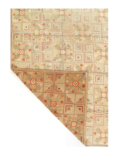 Beige Color Fine Antique Amrican Hook rug 10' X 14'