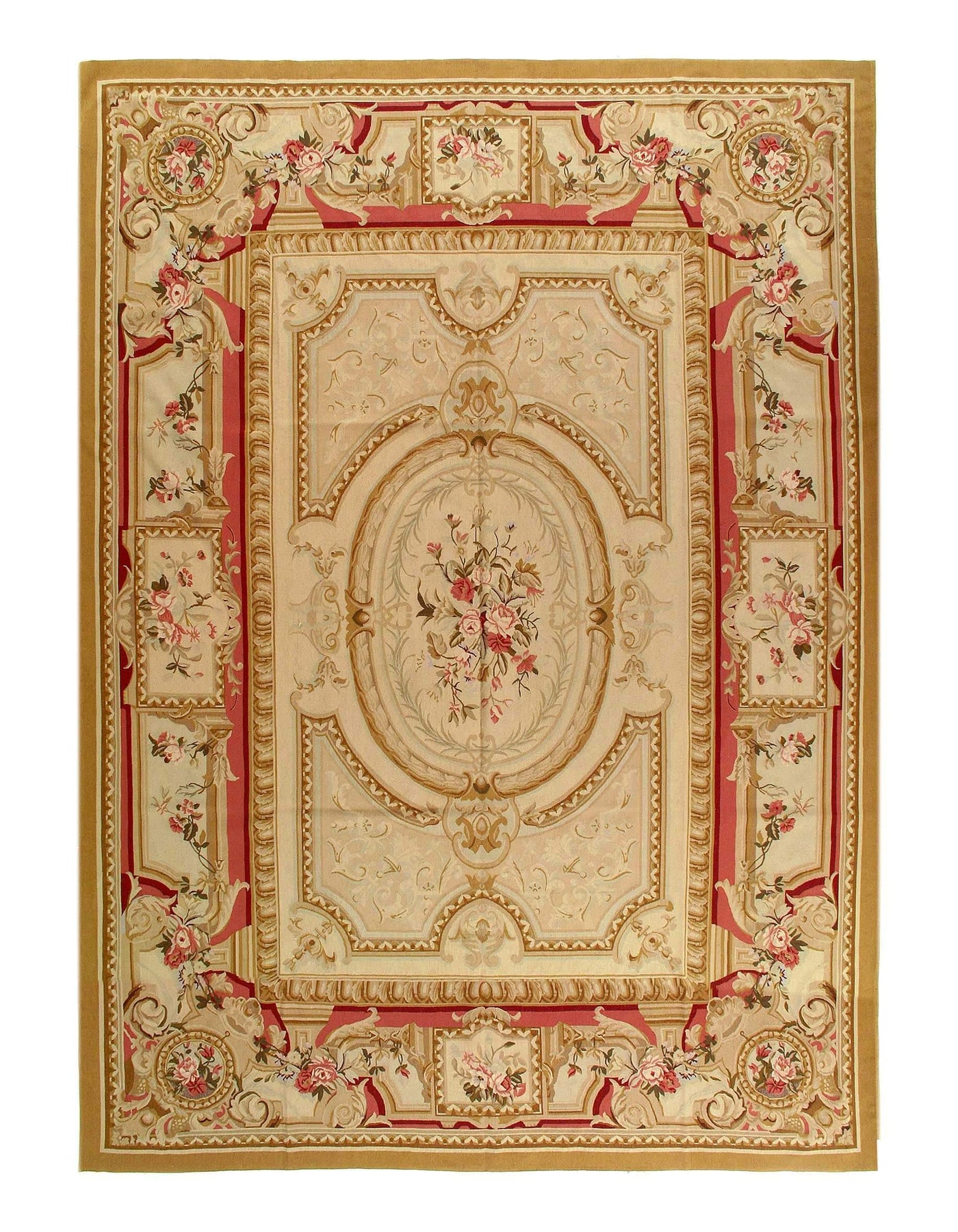 Beige Color Fine Hand Knotted Abusson Rug 10' X 14'2''