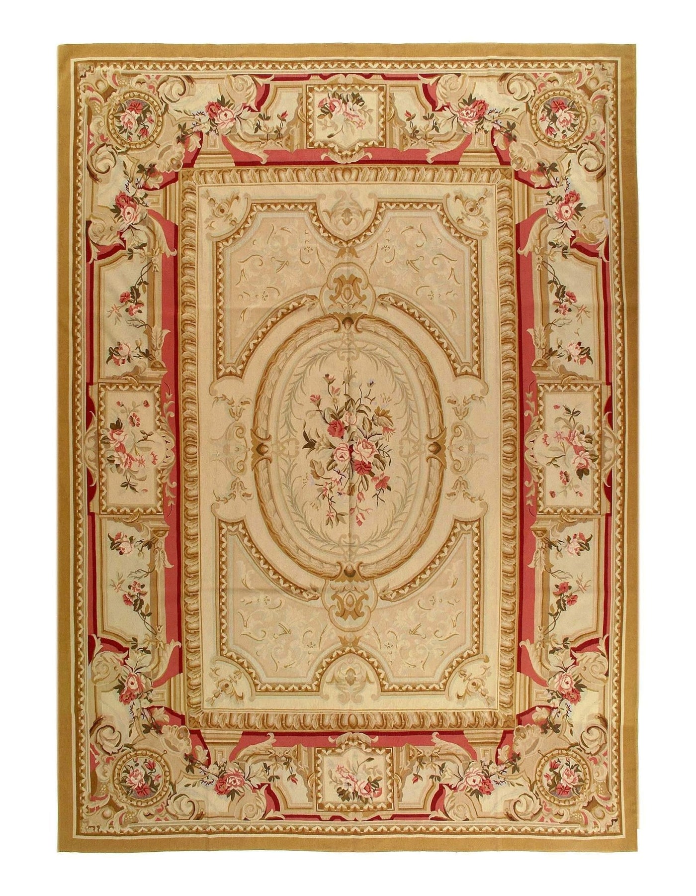 Canvello Beige Color Fine Hand Knotted Abusson Rug 10' X 14'2'' - Canvello