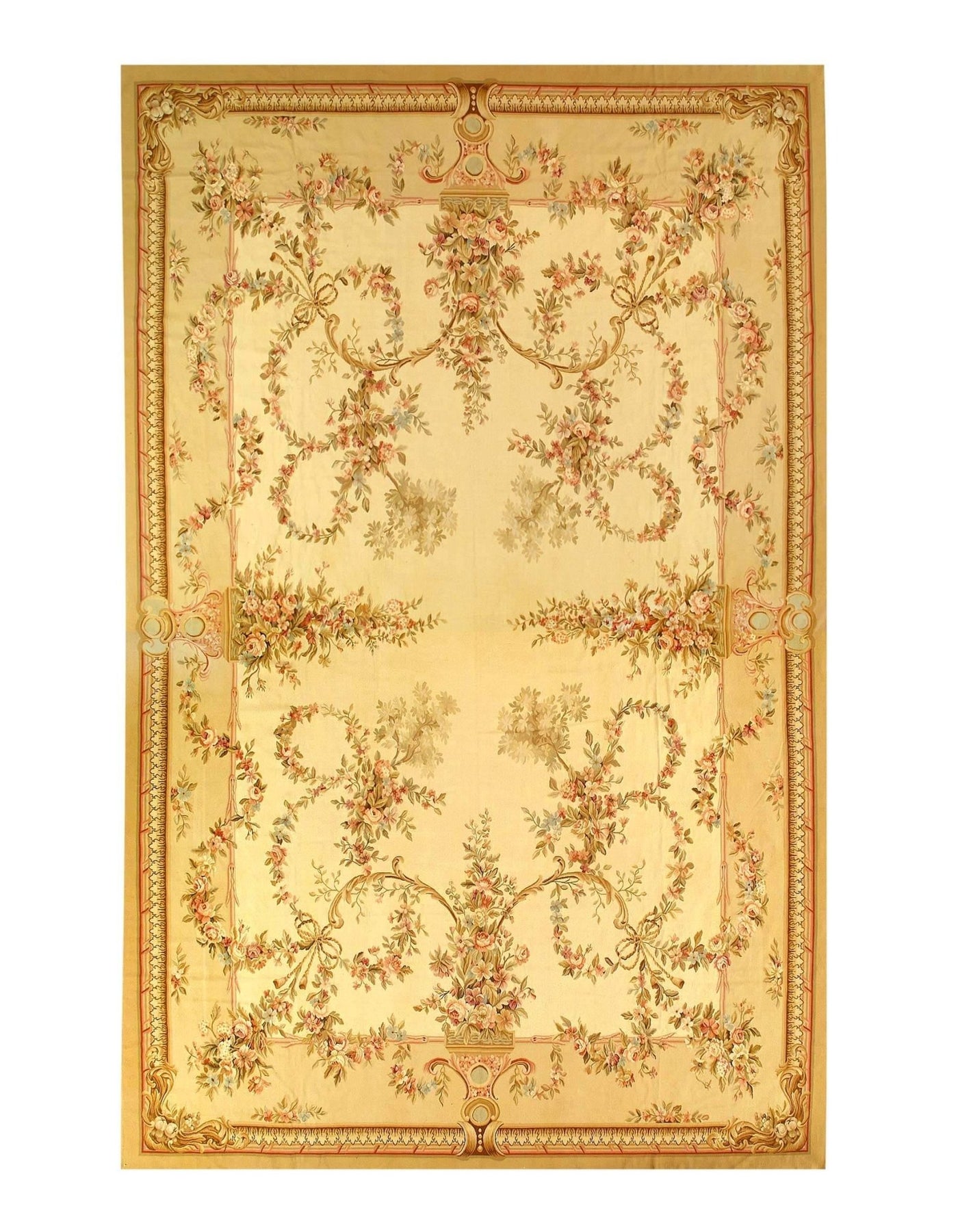 Canvello Beige Color Fine Hand Knotted Abusson Rug 12' X 18'4'' - Canvello