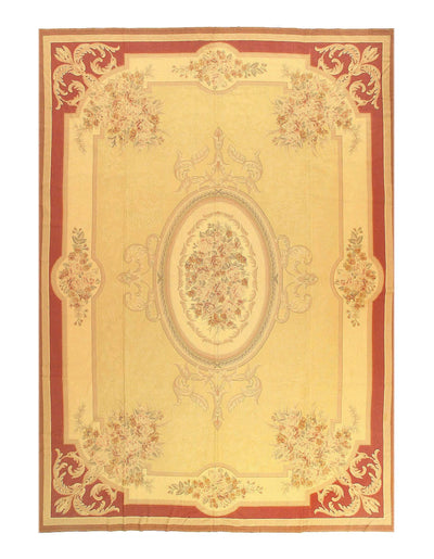 Beige Color Fine Hand Knotted Abusson Rug 9'5'' X 13'6''