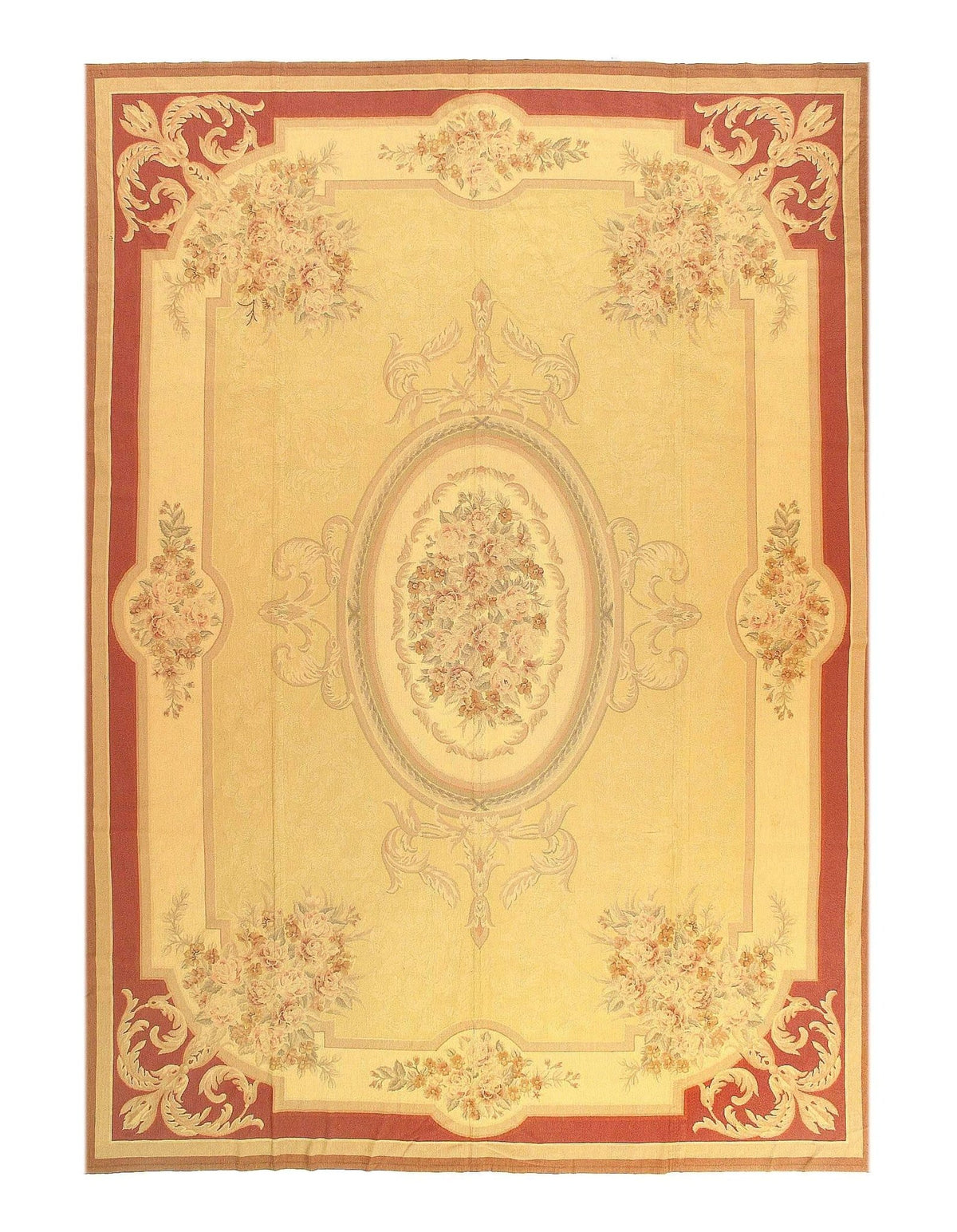 Canvello Beige Color Fine Hand Knotted Abusson Rug 9'5'' X 13'6''
