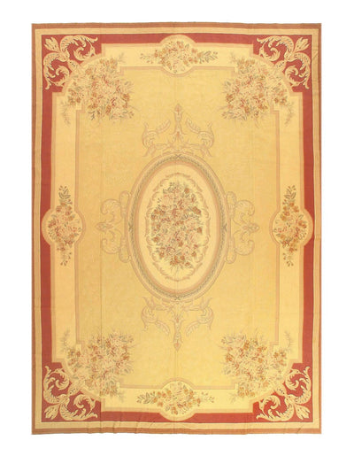 Canvello Beige Color Fine Hand Knotted Abusson Rug 9'5'' X 13'6'' - Canvello