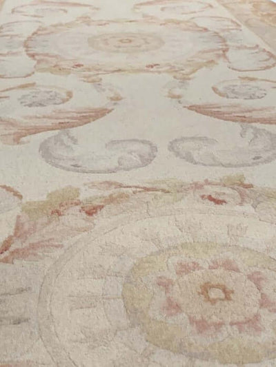 Beige Color Fine Hand-Knotted Abusson Runner 2'7'' X 10'