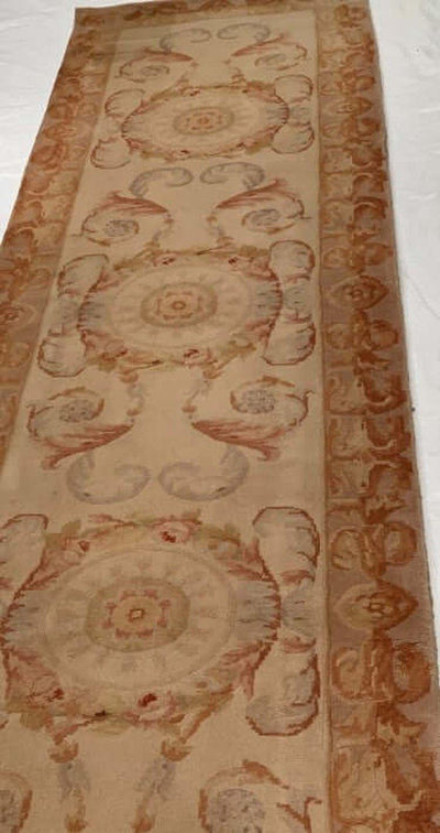 Canvello Beige Color Fine Hand - Knotted Abusson Runner 2'7'' X 10' - Canvello