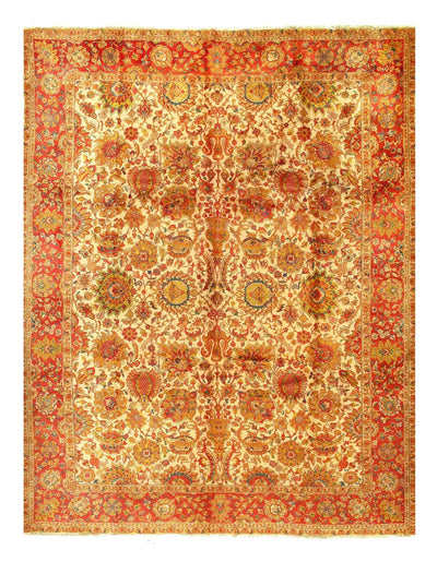 Canvello Beige Color Fine Hand Knotted Agra Rug 10' X 13'1'' - Canvello