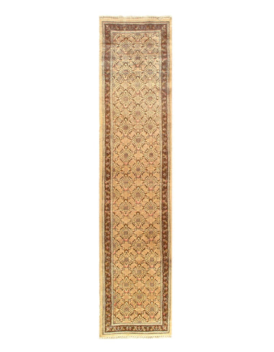 Beige Color Fine hand knotted Moud runner 2'6'' X 11'6