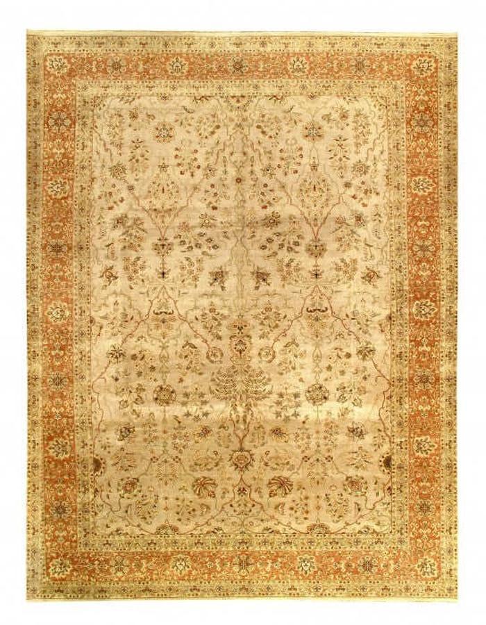 Canvello Beige Color fine Hand Knotted Tabriz 10'5'' X 13'8'' - Canvello