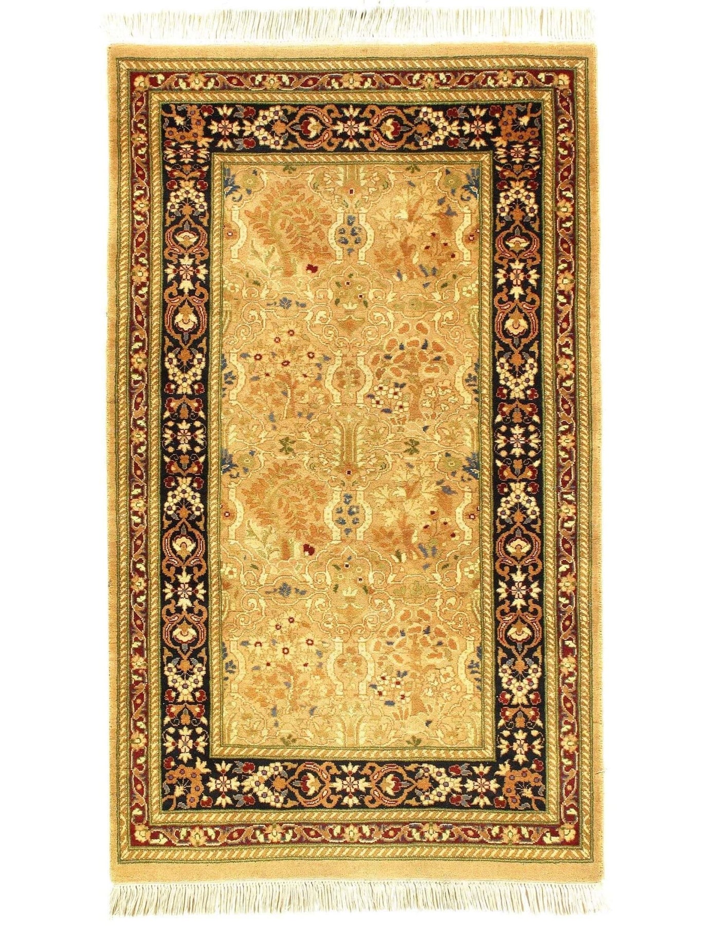 Canvello Beige Color Fine Hand Knotted Tabriz 2' X 4' - Canvello