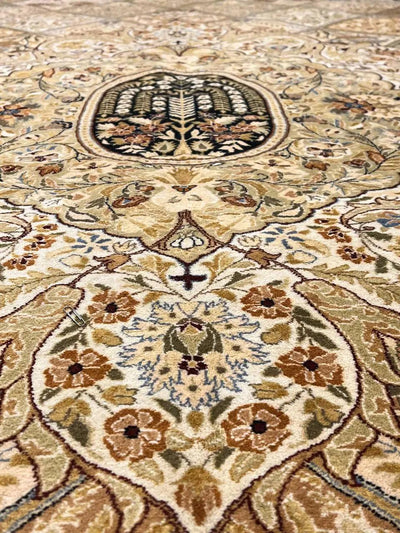 Canvello Beige Color Fine Hand Knotted Tabriz Design - 12' X 17' - Canvello