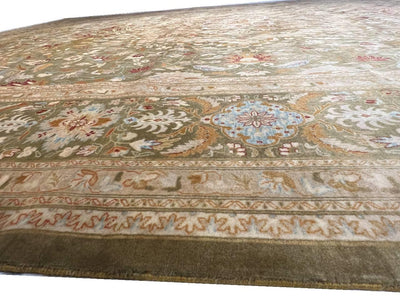 Canvello Beige Color Fine Hand Knotted Tabriz Design Rug - 10' X 14' - Canvello