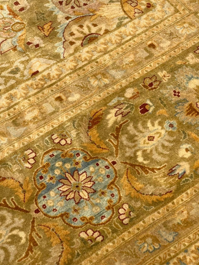 Canvello Beige Color Fine Hand Knotted Tabriz Design Rug - 10' X 14' - Canvello